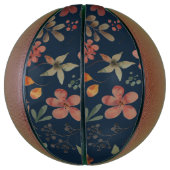 アンティーク水色プリントフローラオンネイビー バスケットボール (縦)