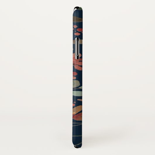 アンティーク水色プリントフローラオンネイビー Case-Mate iPhoneケース (裏面/右)