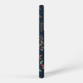 アンティーク水色プリントフローラオンネイビー SAMSUNG GALAXYケース (右側面)