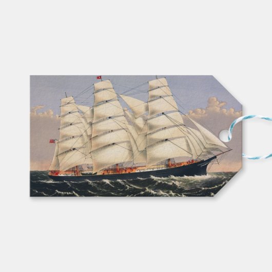 アンティーク海洋帆船 Currier & Ives ギフトタグ (正面(横))