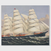 アンティーク海洋帆船 Currier & Ives ラッピングペーパー (フラット)