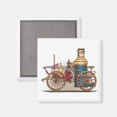 アンティーク消防車パンプートラックスクエアマグネット マグネット (正面/裏面)