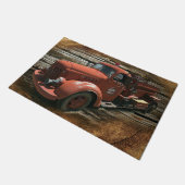 アンティーク消防車ヴィンテージ消防車 ドアマット (アングル)