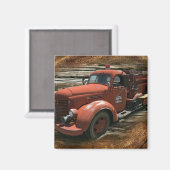 アンティーク消防車ヴィンテージ消防車 マグネット (正面/裏面)