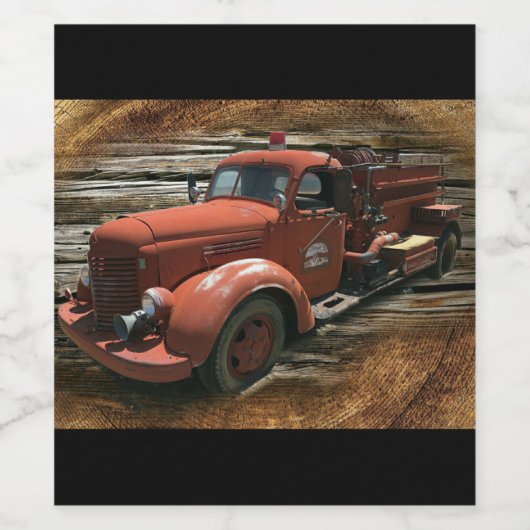 アンティーク消防車ヴィンテージ消防車 ワインラベル (シングルラベル)