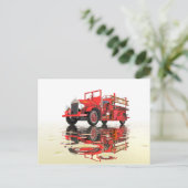 アンティーク消防車 ポストカード (スタンド正面)