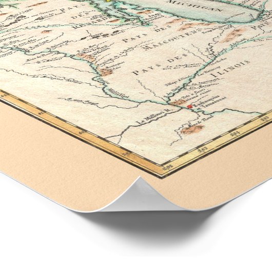 アンティーク湖の地素晴らし図 ポスター (角)