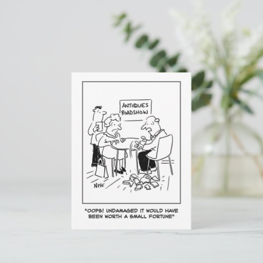 アンティーク災害アンティークディーラー評価。おもしろい ポストカード (スタンド正面)