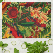 アンティーク熱帯パロツジャングルパターン キッチンタオル (折り畳み)