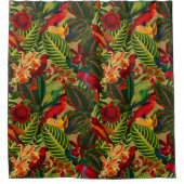 アンティーク熱帯パロツジャングルパターン シャワーカーテン (正面)