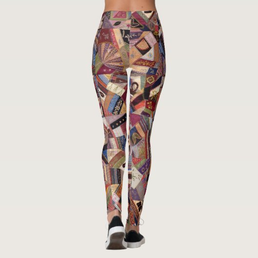 アンティーク熱狂するキルトパターンフォークアートクラフトアーティスト レギンス (裏面)