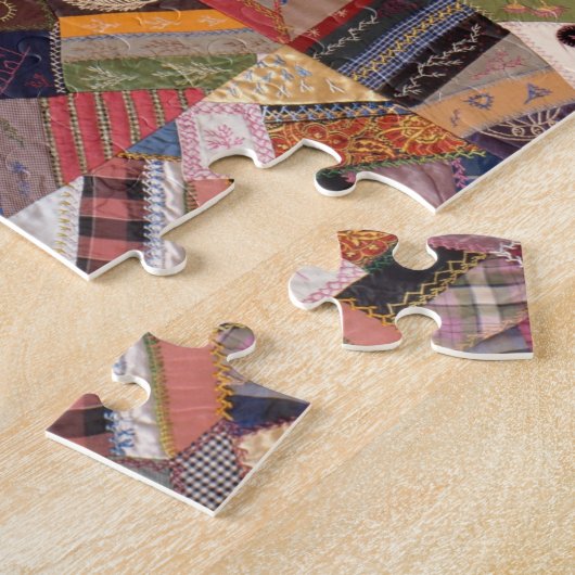 アンティーク熱狂するキルトパターン – フォークアートクレフティおもしろい ジグソーパズル (側面)