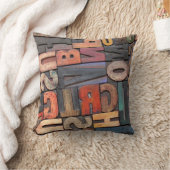 アンティーク版の印刷ブロックにカラーのインクパティを付ける クッション (ブランケット)