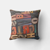 アンティーク版の印刷ブロックにカラーのインクパティを付ける クッション (裏面)