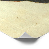 アンティーク版木、銅版、版画の水ゆり蓮の花 ポスター (角)