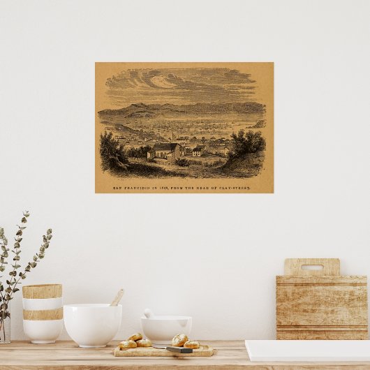 アンティーク版木、銅版、版画サンフランシスコ ポスター (キッチン)