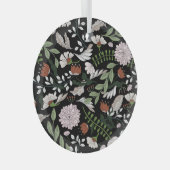 アンティーク版木、銅版、版画フラワーハンド絵を描 ガラスオーナメント (正面右)