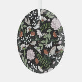 アンティーク版木、銅版、版画フラワーハンド絵を描 ガラスオーナメント (正面左)