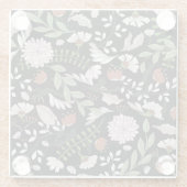 アンティーク版木、銅版、版画フラワーハンド絵を描 ガラスコースター (裏面)