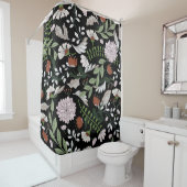 アンティーク版木、銅版、版画フラワーハンド絵を描 シャワーカーテン (インサイチュ)