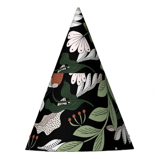 アンティーク版木、銅版、版画フラワーハンド絵を描 パーティーハット (正面)