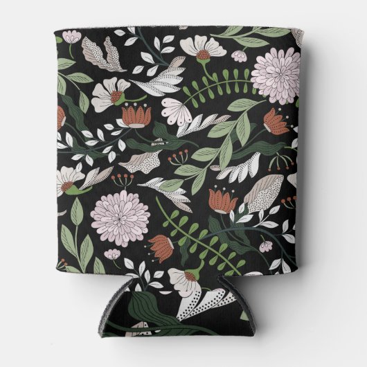 アンティーク版木、銅版、版画フラワーハンド絵を描 缶クーラー (正面)