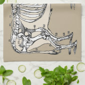 アンティーク牛骨格骨おもしろい キッチンタオル (折り畳み)