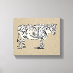 アンティーク牛骨格骨おもしろい キャンバスプリント