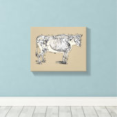 アンティーク牛骨格骨おもしろい キャンバスプリント (インサイチュ (ウッドフロア))