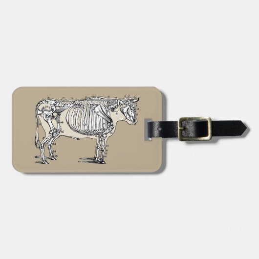 アンティーク牛骨格骨おもしろい ラゲッジタグ (正面横)