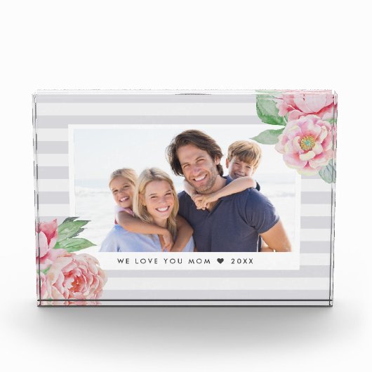 アンティーク牡丹ストライプ フォトブロック (正面)