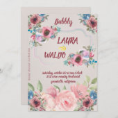 アンティーク牡丹バブリーブライダルシャワー箔 招待状 (正面/裏面)