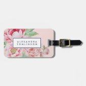 アンティーク牡丹パーソナライズされた ラゲッジタグ (正面横)