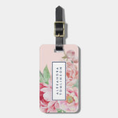 アンティーク牡丹パーソナライズされた ラゲッジタグ (正面縦)