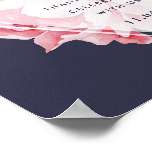 アンティーク牡丹ブライダルシャワーウェルカムサイン ポスター (角)