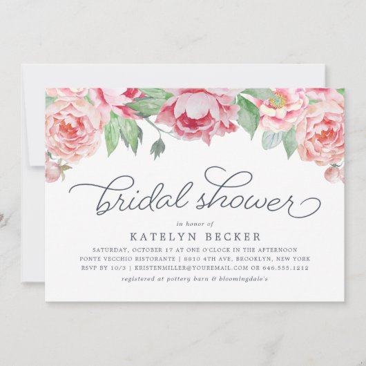 アンティーク牡丹ブライダルシャワー招待 招待状 (正面)