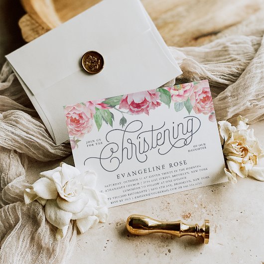 アンティーク牡丹《キリスト教》洗礼式や命名式招待状 招待状