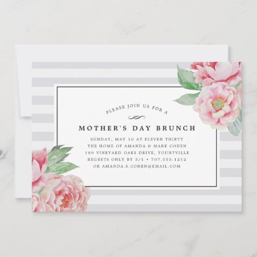 アンティーク牡丹 |マザーズデイブランチ招待状 招待状 (正面)