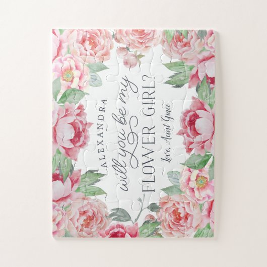 アンティーク牡丹 | 私のパーソナライズされた花の女の子 ジグソーパズル (縦)