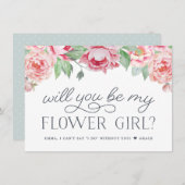 アンティーク牡丹 |私のフラワーガールカード 招待状 (正面/裏面)