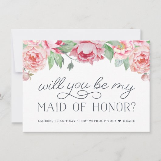 アンティーク牡丹 | 私のメイド・オブ・オーナー(花嫁付き添い人) 招待状 (正面)