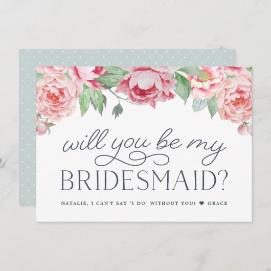 アンティーク牡丹 | 私の花嫁の名刺を 招待状 (正面/裏面)