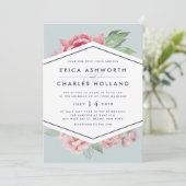 アンティーク牡丹 |赤面とセージ結婚式招待状 招待状 (スタンド正面)