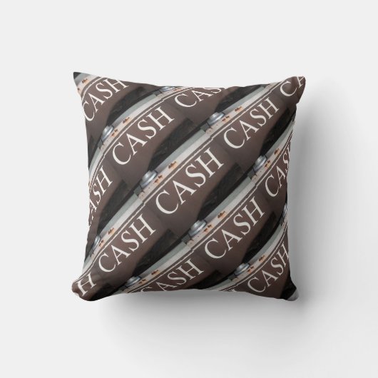 アンティーク牽引トラックのサイン…現金 クッション (正面)