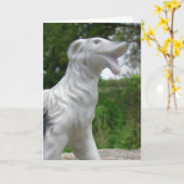 アンティーク犬フィギュア カード (黄色い花)