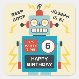 アンティーク玩具ロボット誕生日 スクエアシール