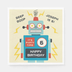 アンティーク玩具ロボット誕生日 スタンダードランチョンナプキン
