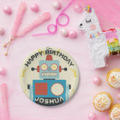 アンティーク玩具ロボット誕生日 ペーパープレート (パーティー)