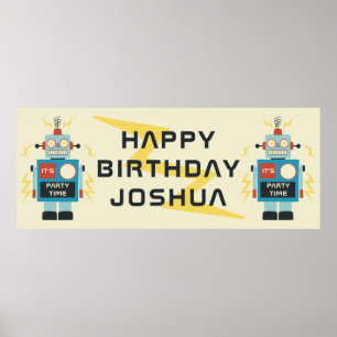 アンティーク玩具ロボット誕生日 ポスター