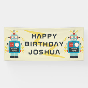 アンティーク玩具ロボット誕生日 横断幕